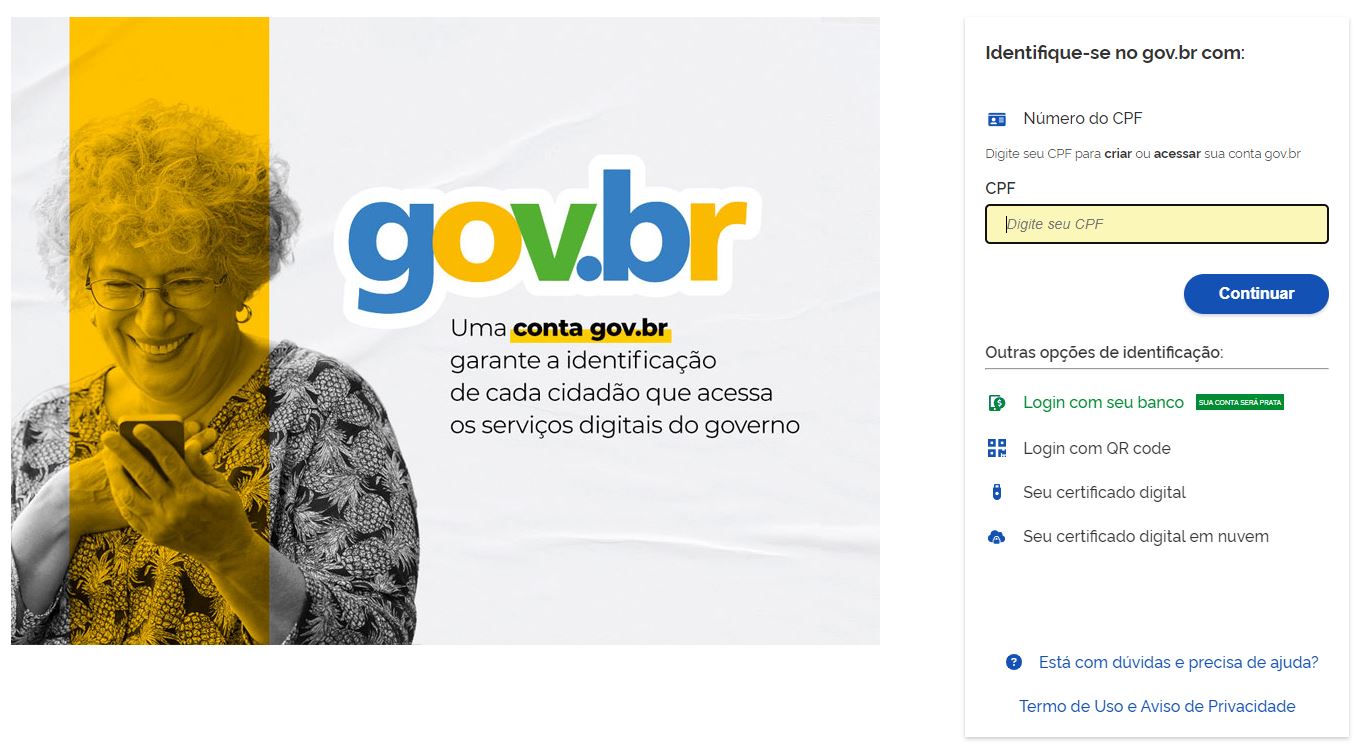 Tela de login GOV.BR