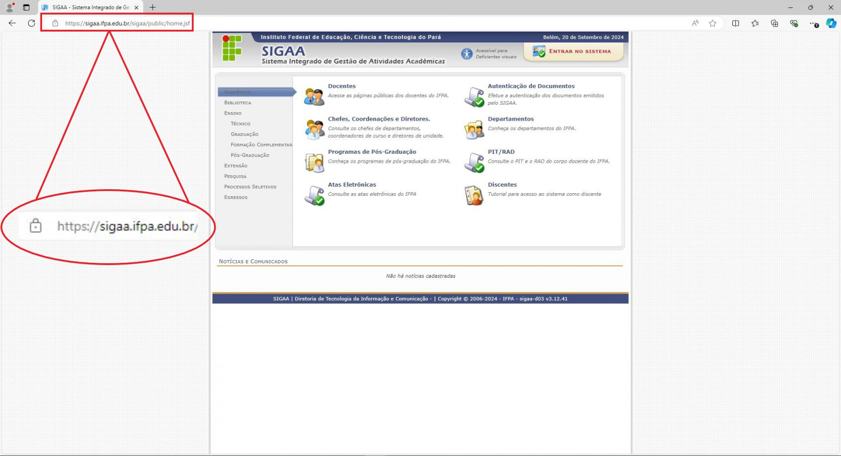 Link do SIGAA