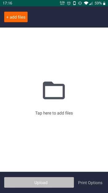 Tela para upload de arquivos